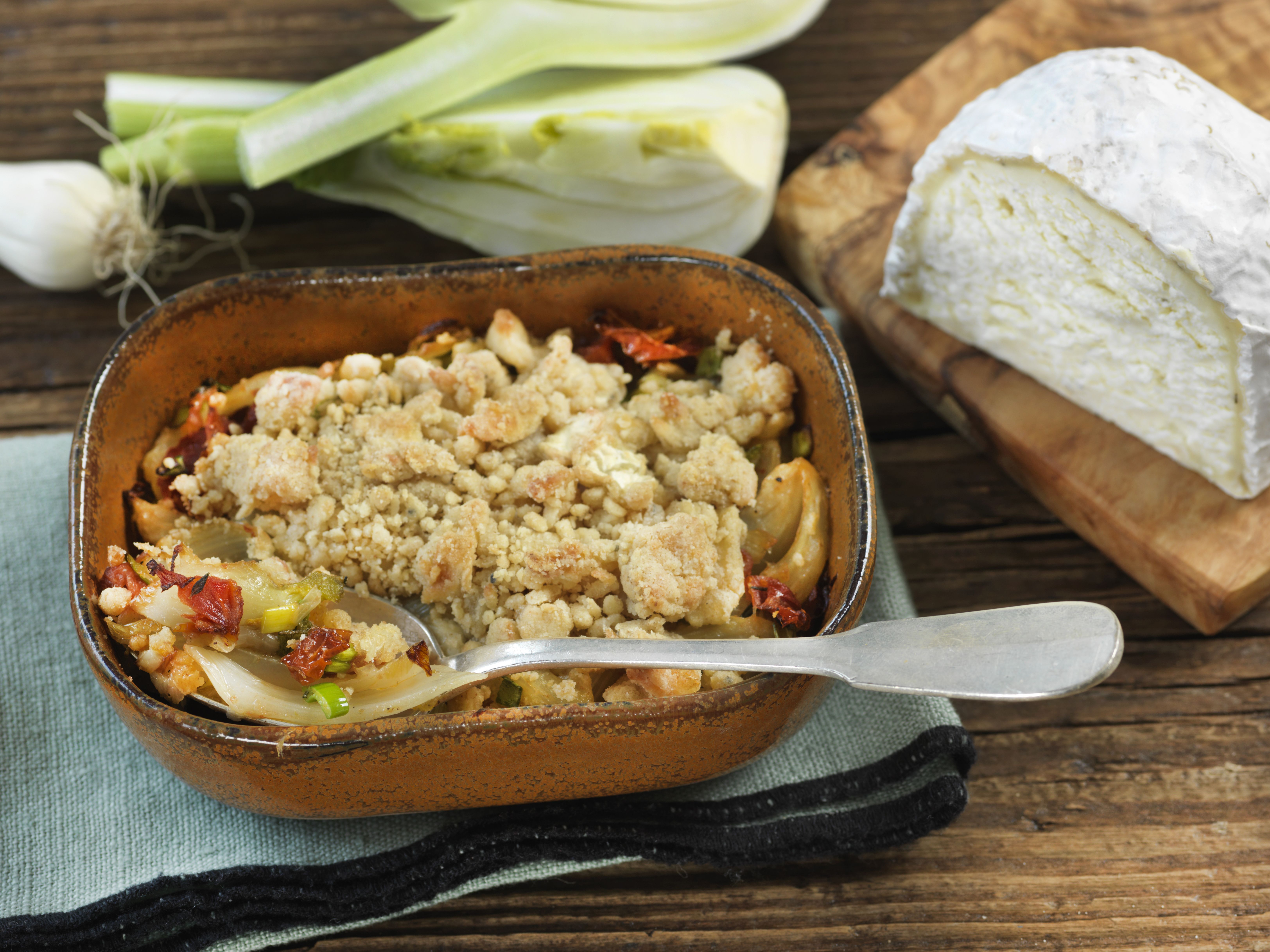 Confit de fenouil à la tomate séchée et crumble de Gaperon Confit de fenouil à la tomate séchée et crumble de Gaperon